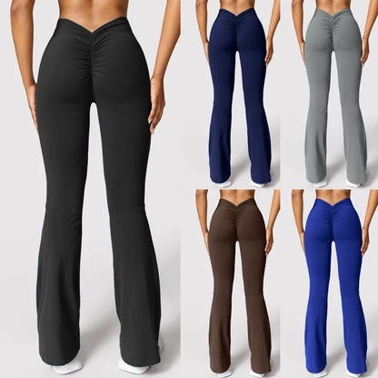Women's V-Back High Waist Leggings - Push Up Gym & Casual Stretch Fitness Pants