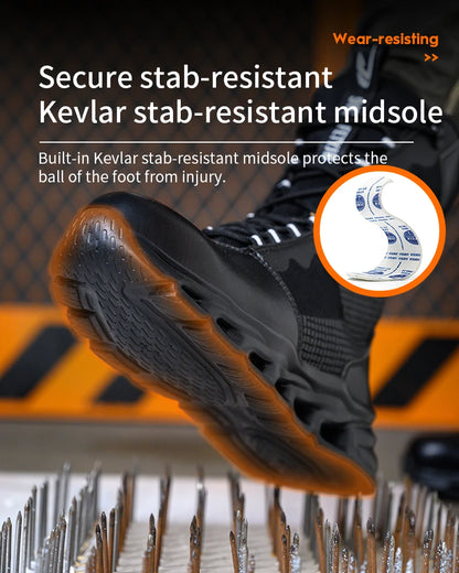 Men's Steel Toe Work Sneakers - Safety Shoes, Puncture-Proof Boots, Indestructible Lightweight Footwear for Security