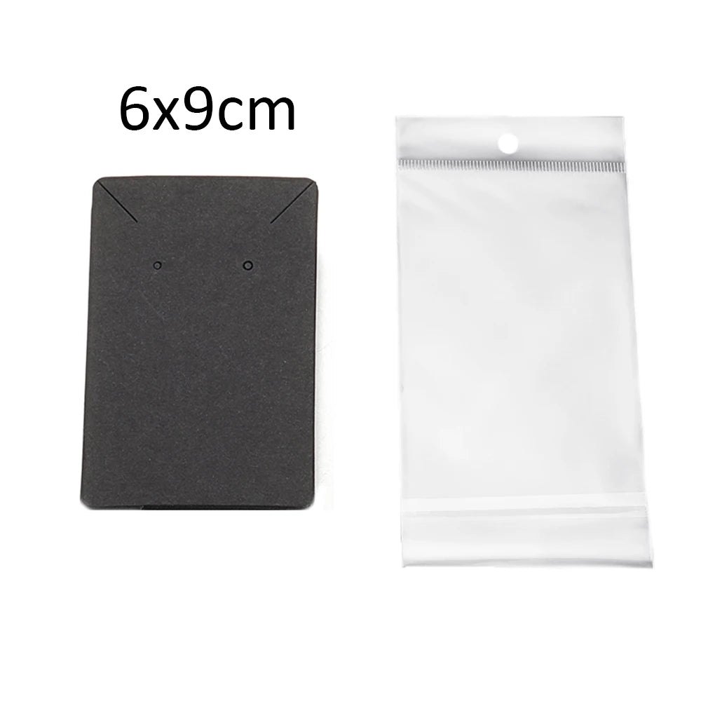 50 Sets Earring & Necklace Display Cards with Self-Seal Kraft Paper Bags – DIY Jewelry Packaging