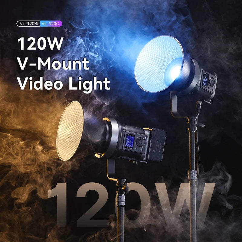 Ulanzi VL-120Bi VL-120C 120W V-Mount COB Light – Wireless APP Control, 2700K-6500K Video Light for Skit Video Photography
