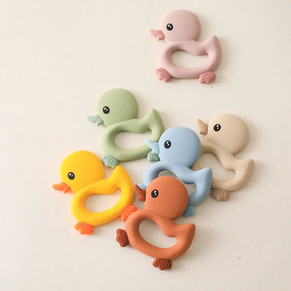 Baby Silicone Teether Toy - Cartoon Rattle Gum Relief Infant Teething Accessory for 0-12 Months