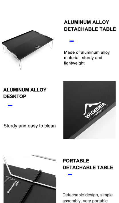 Widesea Camping Foldable Table – Ultra-Light Portable Outdoor Desk for Climbing, Fishing, Picnic & Tourism Supplies