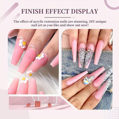 50g/100g Nude Nail Acrylic Powder Bulk Set – 4-in-1 Solid Crystal Extension, Dipping & Engraving Nail Art Monomer Wholesale