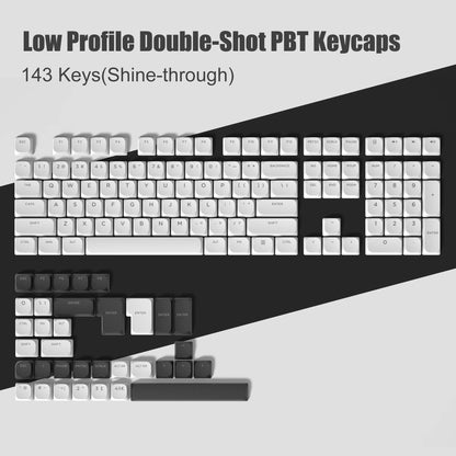 143-Key Low-Profile PBT Keycap Set - Double-Shot Keycaps for Gateron & Cherry MX Switches