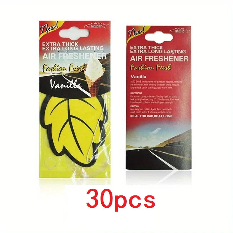 3-60PCS Car Air Fresheners — Natural Scented Tea Paper, Vanilla Fragrance, Leaf-Shaped Auto Interior Accessories