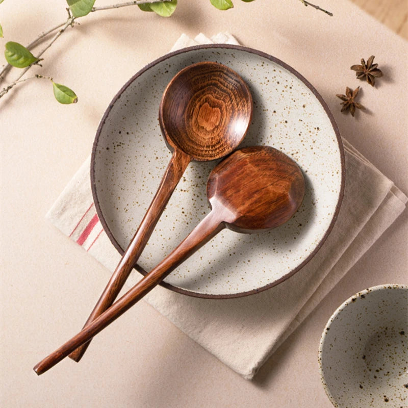 New Long Handle Ramen Wooden Spoon – Japanese Kitchen Cooking Utensil Large Soup Ladle