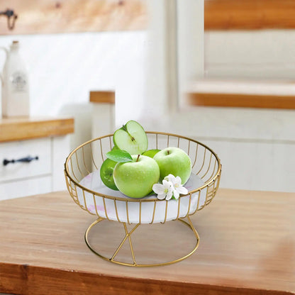 Metal Iron Wire Fruit Basket - Sturdy Fruit Tray and Cake Holder for Home, Living Room - Ideal for Vegetables, Breads, Cabinet Display Stand