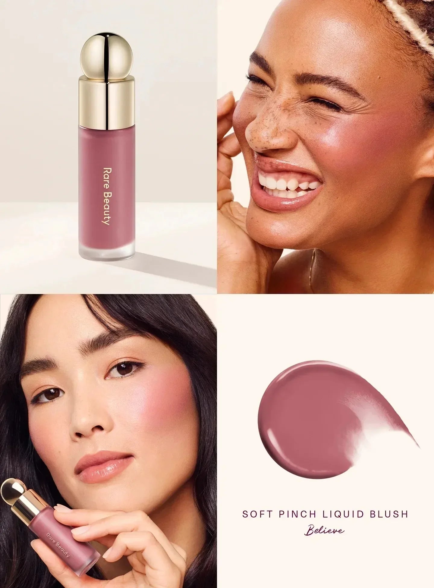 Rare Beauty Soft Pinch Liquid Blush – Long-Lasting Silky Smooth Buildable Flush Makeup, Seamless Matte Dewy Finish Cheek Color