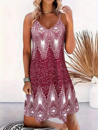 Women’s Strappy Floral Summer Dress – Sleeveless V-Neck Sundress for Beach, Casual & Everyday Summer Outfits