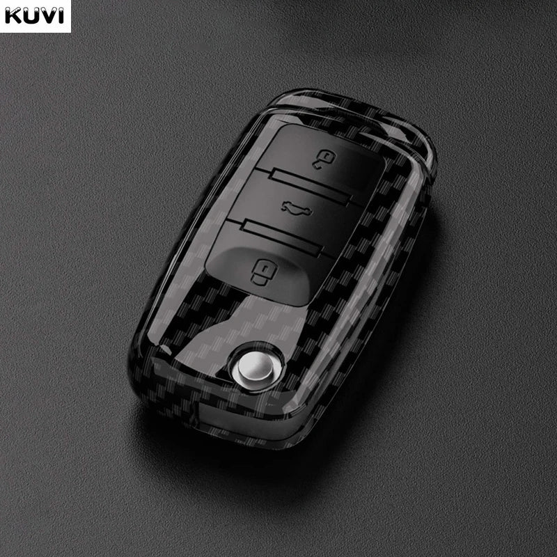 Carbon Fiber ABS Car Key Cover Case for VW Volkswagen – Fits Polo, Tiguan, Passat, Golf 7, Jetta, Skoda, Kodiaq, Superb, Octavia, Seat
