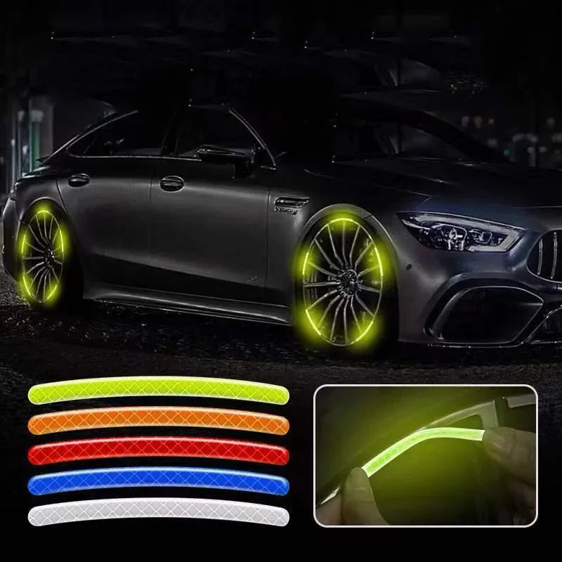 20pcs Reflective Car Wheel Hub Sticker: Luminous Rim Strips for Night Driving | Bike & Motorcycle Wheel Accessories