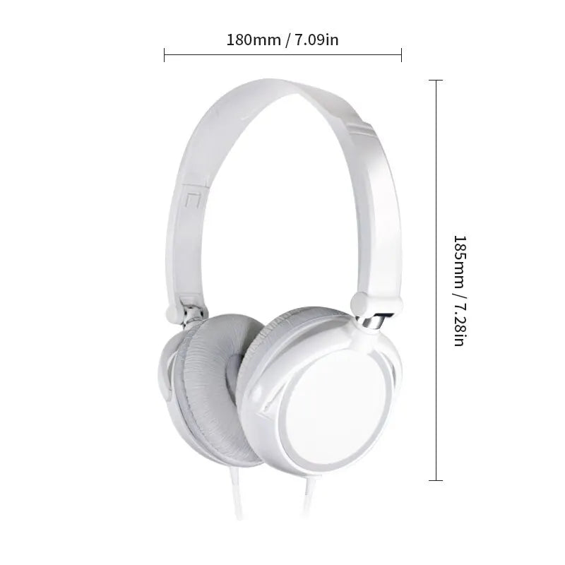 Wired 3.5mm Bass Stereo Headphones – Foldable with Microphone, Adjustable for PC, MP3 & Mobile Devices
