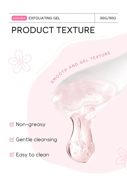 Sakura Exfoliating Peeling Gel — Moisturizing Nourishing Facial Scrub Cream for Skin Care, 30g/50g