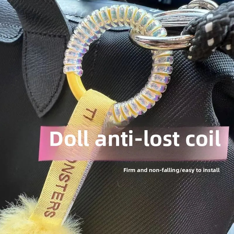 Labubu Anti-Drop Silicone Keychain — Colorful Winding Rope with Protective Ring, Fixed Safety Buckle