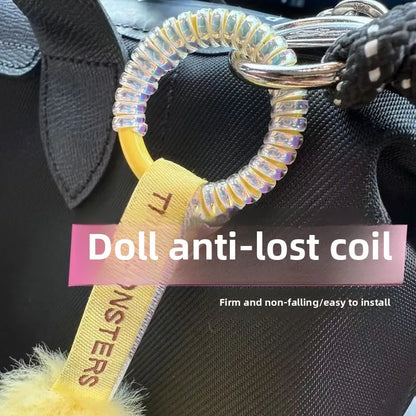 Labubu Anti-Drop Silicone Keychain — Colorful Winding Rope with Protective Ring, Fixed Safety Buckle