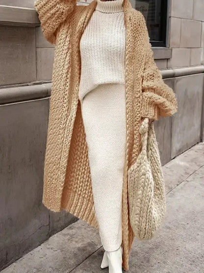 Loose Knitted Cardigan for Women 2025 – Autumn & Winter Streetwear, Spring Elegant Long Outerwear, Maxi Y2K Sweater Long Coat, Soft Jackets
