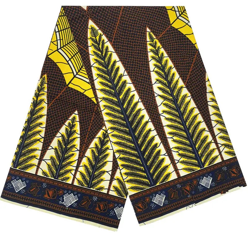 Cotton Batik Ankara Fabric - 100% African Wax Print Bronzing Golden Fabric 6 Yards for Dresses & Crafts
