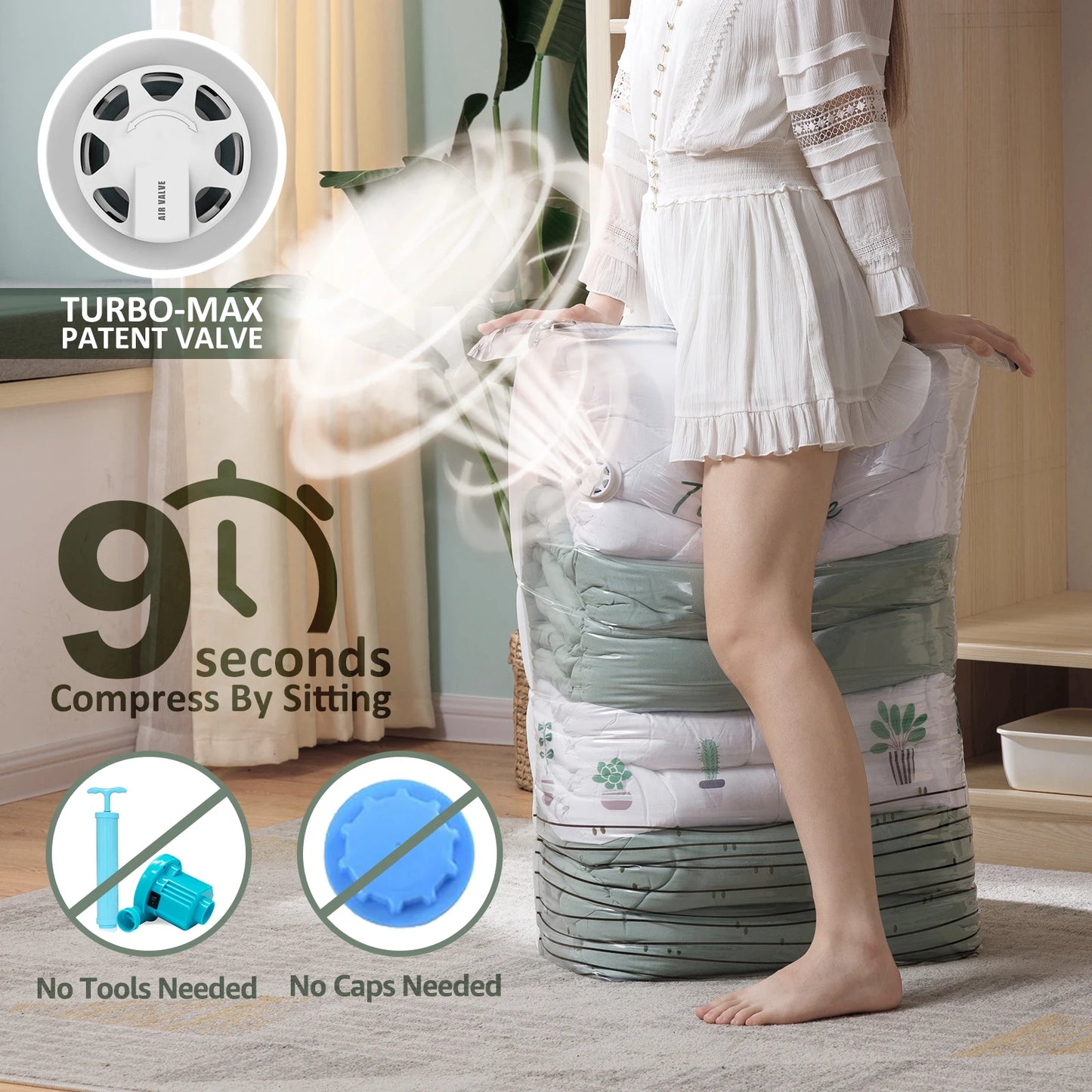 TAILI Large Cubic Vacuum Storage Bags – Plastic Compression Bags for Clothes, Blankets & Travel Packing