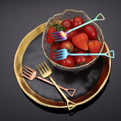 4PCS Stainless Steel Fruit & Dessert Forks - Creative Shape Tableware for Family Parties