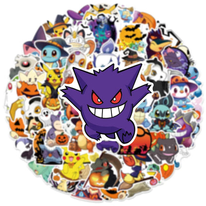 10/30/50PCS Pokémon Anime Stickers - Waterproof Pikachu Cartoon Decals for Phones, Skateboards, Laptops, and Halloween Crafts