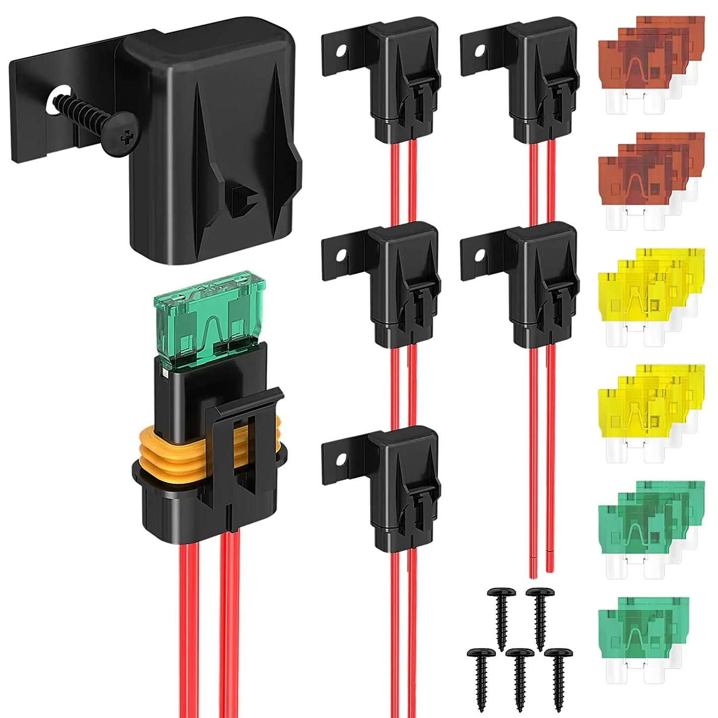2A-30A Car Fuse & Waterproof Fuse Holder – 12V Auto Vehicle, RV, Truck, Trailer Modified Fuse Socket