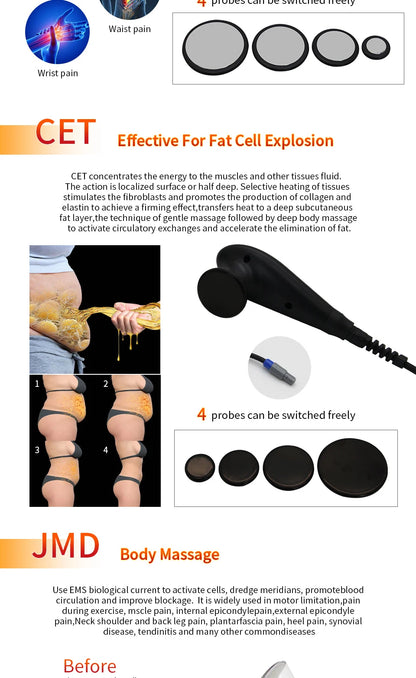 Portable INDIBA 448k RF Therapy Device | Deep Warm Physical Therapy for Pain Relief, Skin Firming & Weight Loss