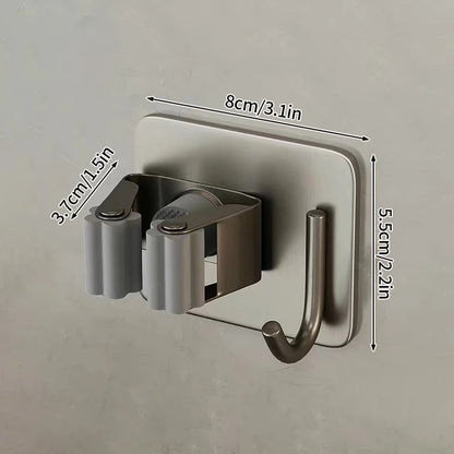 Bathroom Mop Holder — Self-Adhesive Wall-Mounted Broom & Mop Hook, Sweeping Brush Storage Organizer, Kitchen Accessory