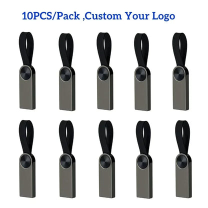 10-Pack Custom Logo USB Ring Flash Drive – Mini Pen Memory Stick 4GB/8GB/16GB/32GB, Perfect Wedding & Photography Gift