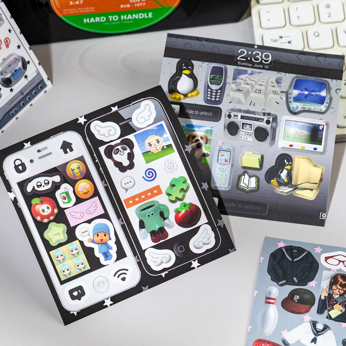 20-Piece Y2K Retro Tech PET Sticker Set - Vintage Aesthetic Decals for Scrapbooking, Journals and DIY Crafts