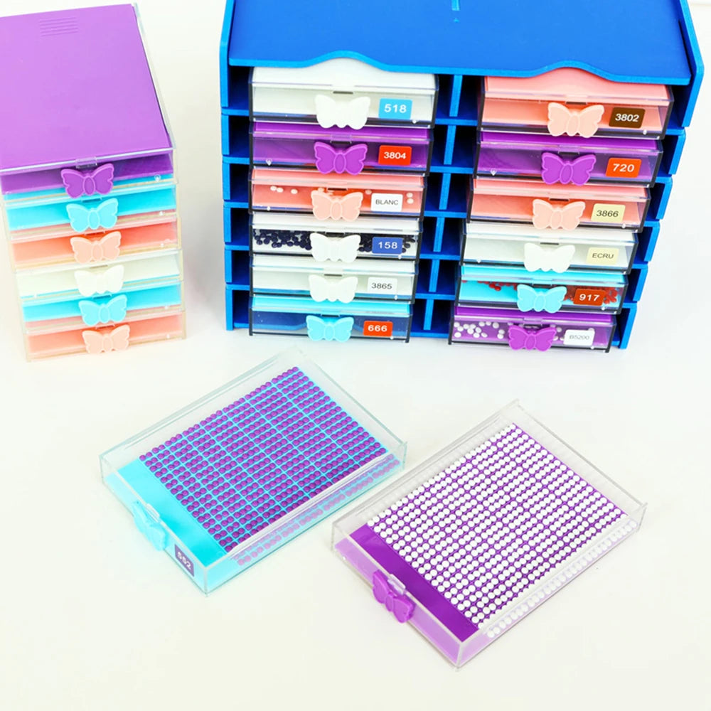 5D Diamond Painting Tool Tray with Rack – DIY Mosaic Embroidery Organizer for Handmade Crafts
