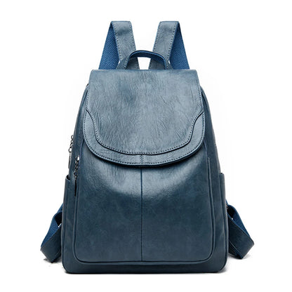 Women’s Large Capacity Leather Bookbag Rucksack - High-Quality Vintage Backpack, School and Travel Purse