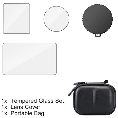 DJI Osmo Action Screen Protector & Lens Cover Kit — Tempered Glass Film with Bag Case for Action 3, 4, 5 Pro Accessories