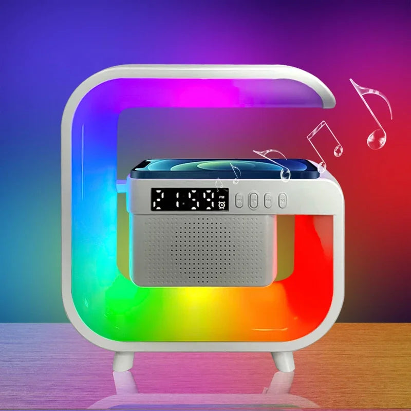 Multifunction Wireless Charger Pad — Stand, Speaker, TF Card, RGB Night Light, Fast Charging Station for iPhone 16/15, Samsung, Xiaomi, Huawei