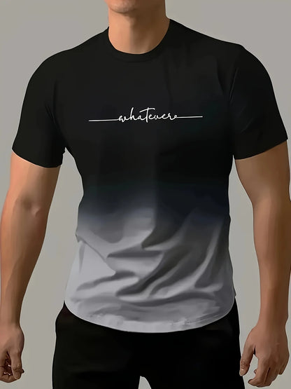 Men's Casual Crew Neck T-Shirt – Gradient Color Short Sleeve for Sports & Everyday Wear