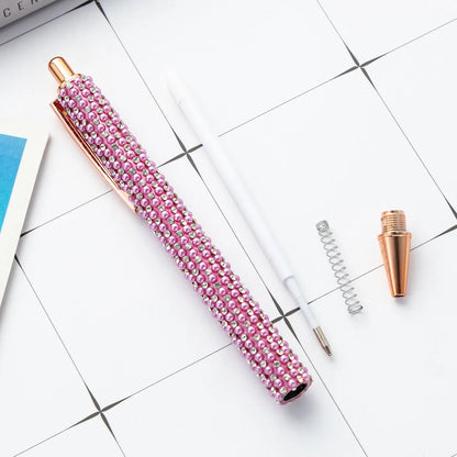 Lytwtw Pearl Rhinestone Ballpoint Pen – Luxury Rose Gold Metal Pen for Wedding, School & Office Supplies