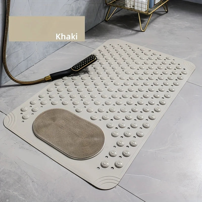 Light Blue Non-Slip PVC Bath Mat – Rectangular Shower Rug with Massage Nubs, 0.8cm Thick Dot Pattern for Bathroom Safety