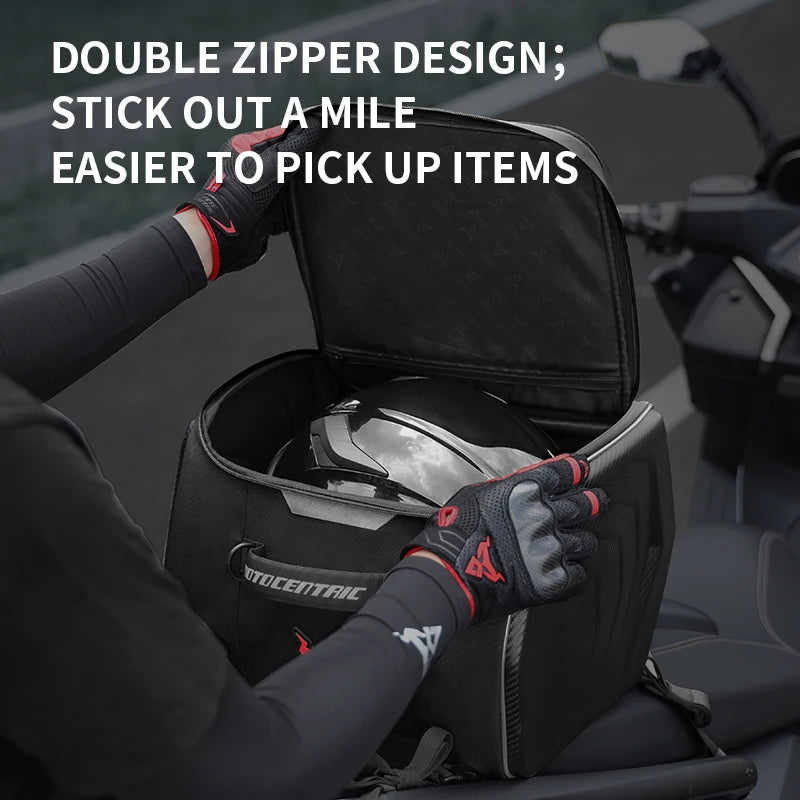 Motocentric Waterproof Motorcycle Helmet Bag - Multifunctional Rear Seat Backpack, High Capacity for Riders