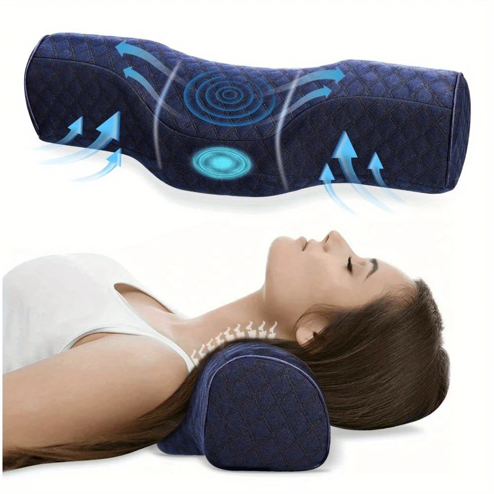 Orthopedic Memory Foam Neck Pillow – Cervical Support, Breathable & Washable, Perfect for All Sleepers