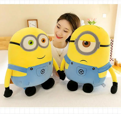 Cute Minions Plush Toy – Yellow Bob & Stuart Soft Dolls in Jeans, Perfect Christmas & Birthday Gift (1pcs)