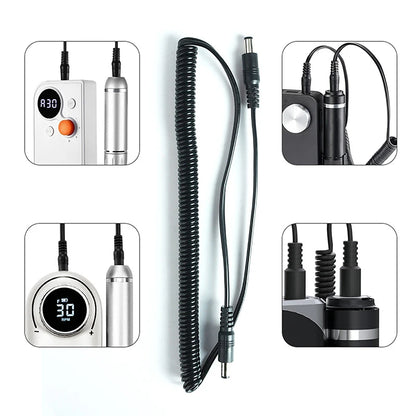 Nail Polishing Machine Connection Cable - 1M/1.5M Double-Head DC Port Handle Line for Rechargeable Manicure Tools