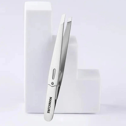 Stainless Steel Angled Eyebrow Tweezers - Professional Precision Hair Removal Tool for Eyebrows & Beard