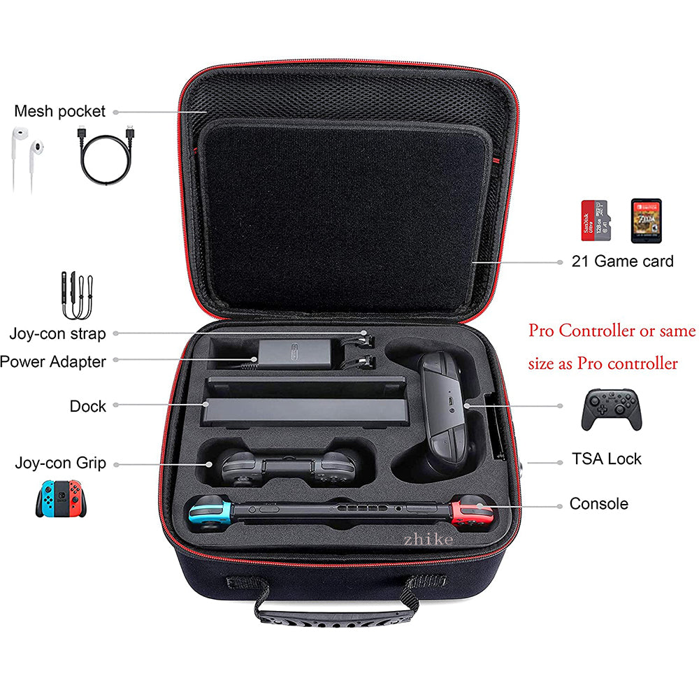 Nintendo Switch OLED Carrying Case - Large Capacity Storage Pouch with Card Slot | Protective Bag for Game Accessories