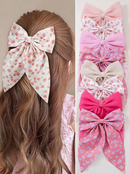 8pcs Pink Bow Hair Clips - Sweet Women’s Hair Accessories for Everyday Wear, Dates, and Gifts