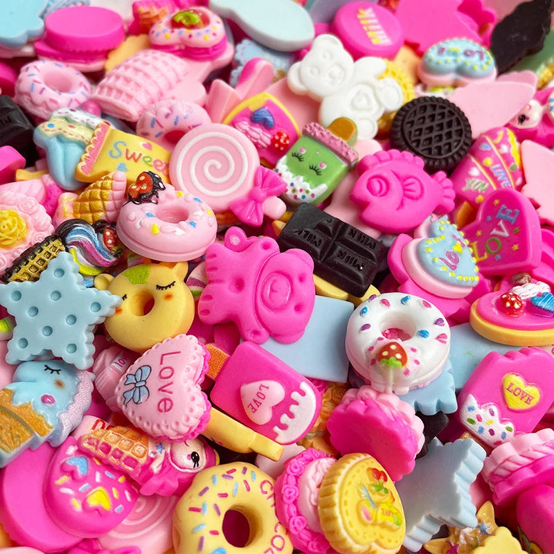 20PCS Kawaii Slime Candy Resin Charms – Cute Flatback Beads for DIY Crafts, Hair Clips, Phone Cases & Scrapbooking