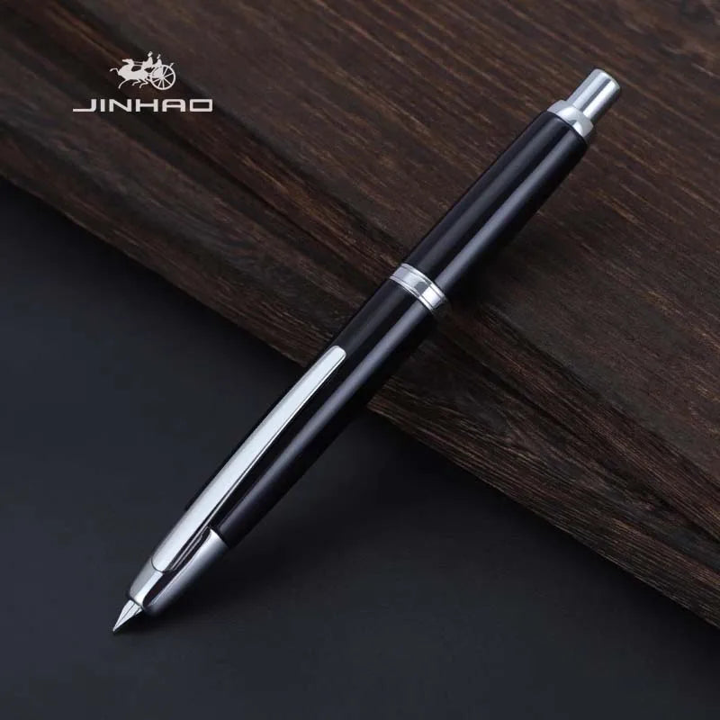 Jinhao 10 Metal Fountain Pen – Press-Out Nib, Retractable Fine Nib with Ink Converter