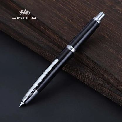 Jinhao 10 Metal Fountain Pen – Press-Out Nib, Retractable Fine Nib with Ink Converter