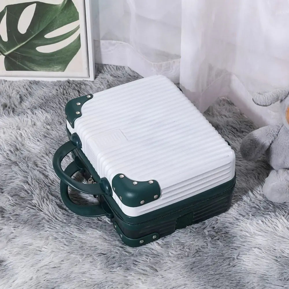14-Inch Mini Travel Suitcase Cosmetic Box - Hand Luggage Organizer with Password Lock, Small Makeup Case for Boarding