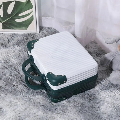 14-Inch Mini Travel Suitcase Cosmetic Box - Hand Luggage Organizer with Password Lock, Small Makeup Case for Boarding