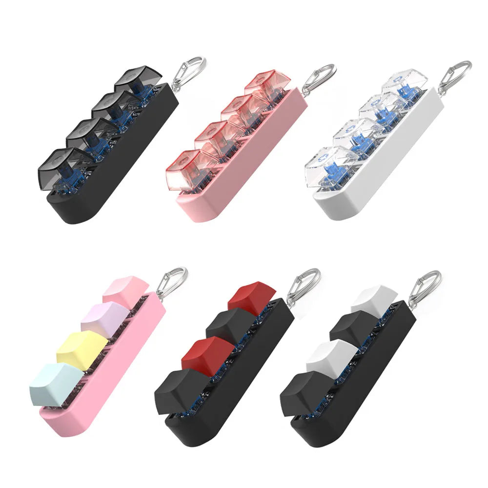 4-Keys Mechanical Keyboard Keycap Toy – Anti-Stress Finger Button Decompression Keychain for Children and Adults