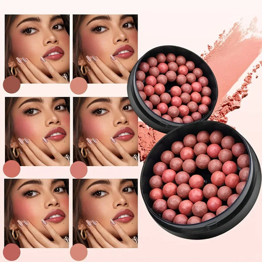 Roll-On Blush Makeup - Long Lasting Shimmer & Matte Finish with 3D Glossy Texture Brush